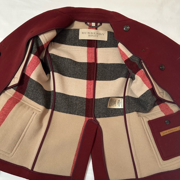 BURBERRY Wool Burgundy Peacoat Tailored Fit M - Picture 4 of 7